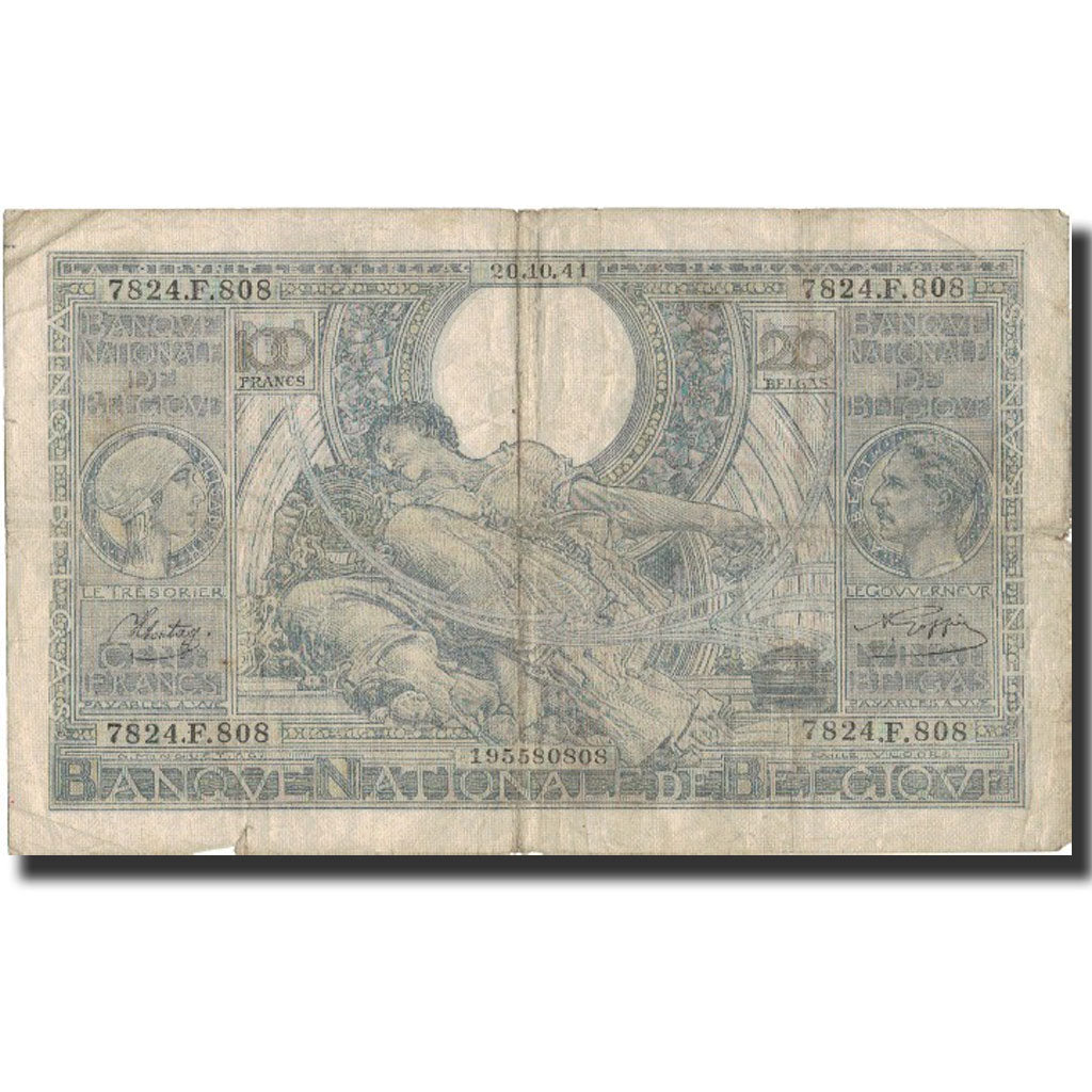 Banknote, Belgium, 100 Francs-20 Belgas, 1941, 1941-10-20, KM:112, EF(40-45)