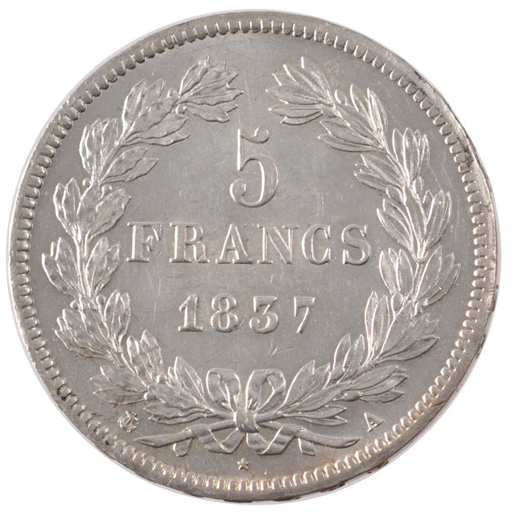 FRANCE, Louis-Philippe, 5 Francs, 1837, Paris, KM #749.1, MS(60-62), Silver,...