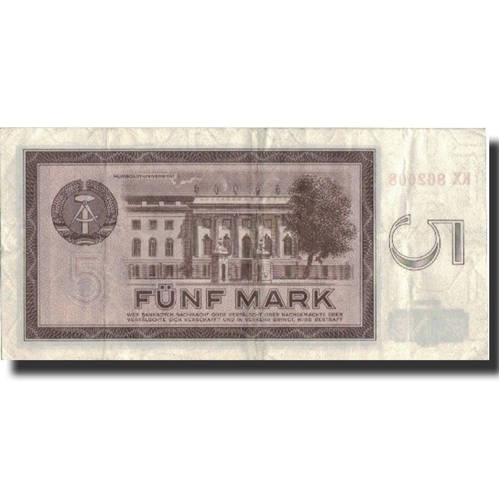 Banknote, Germany - Democratic Republic, 5 Mark, 1964, 1964, KM:22a, EF(40-45)