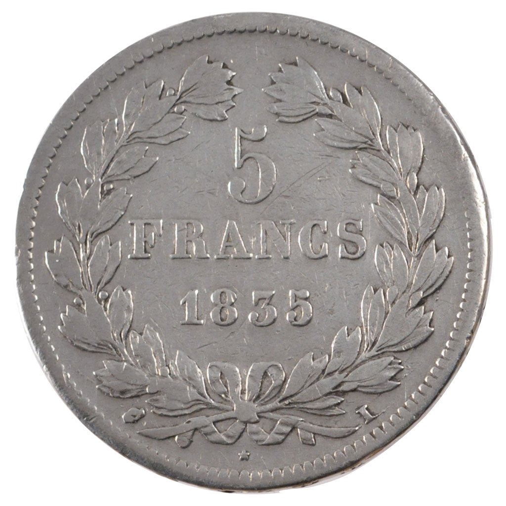 FRANCE, Louis-Philippe, 5 Francs, 1835, Limoges, KM #749.6, VF(20-25), Silver,..