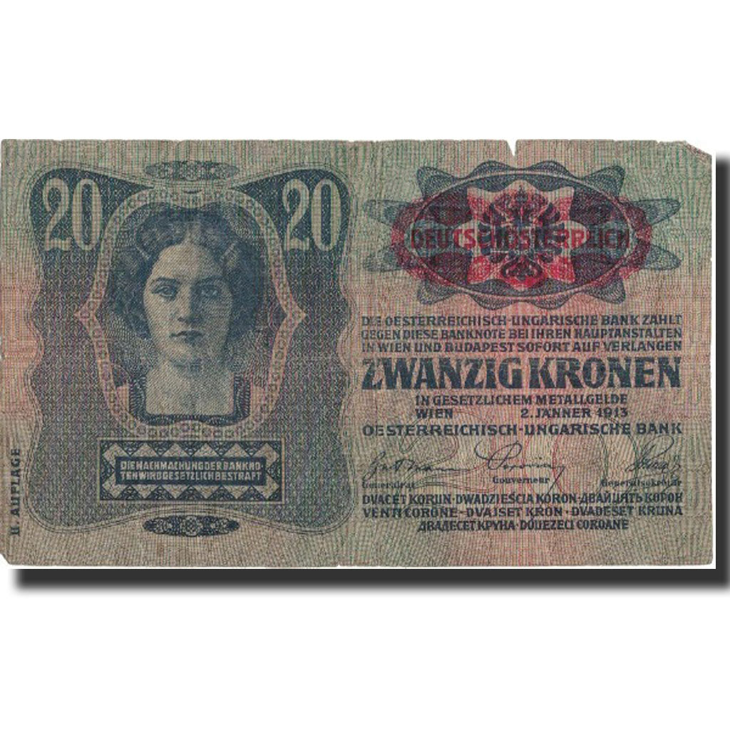Banknote, Austria, 20 Kronen, 1913, 1913-01-02, KM:13, EF(40-45)