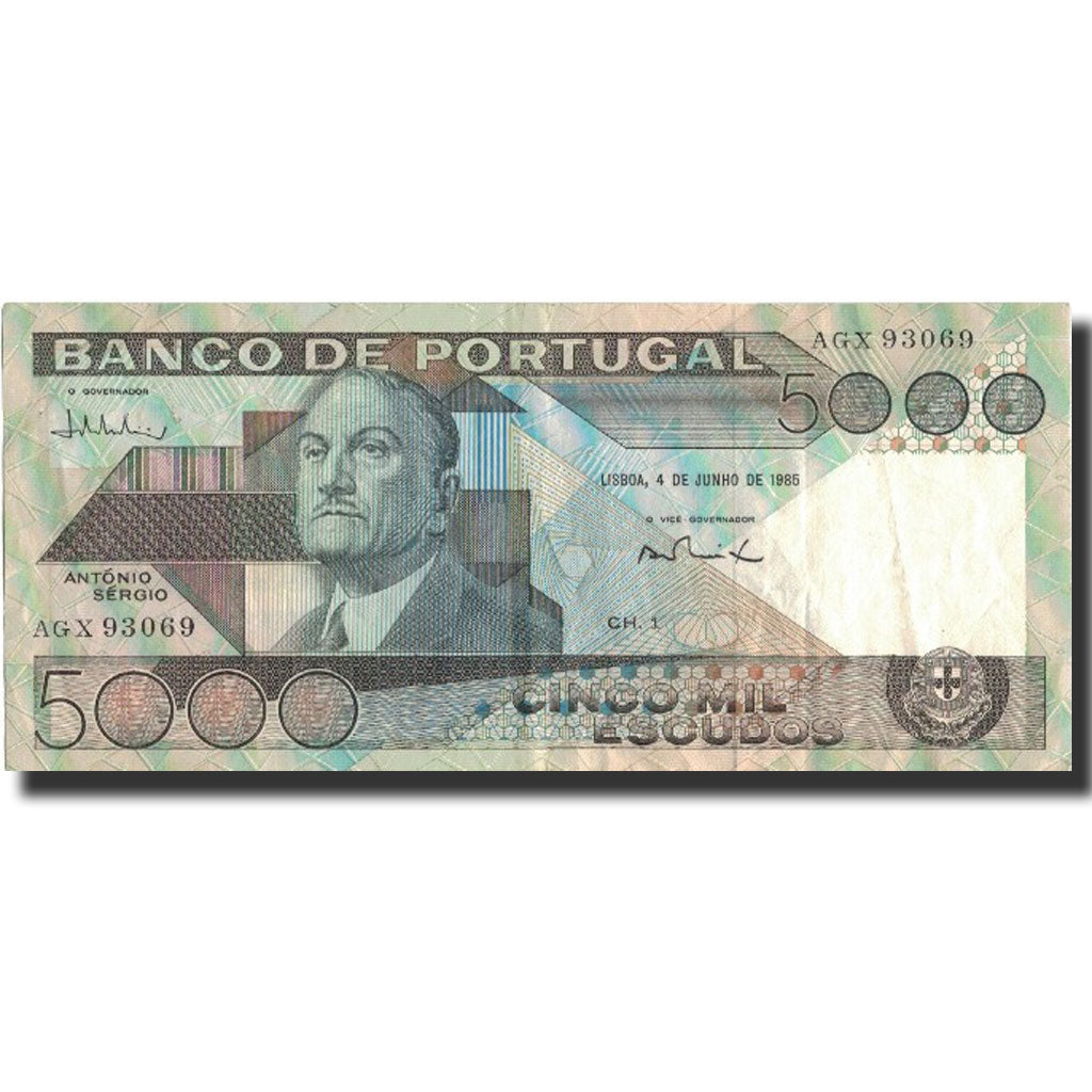 Geldschein, Portugal, 5000 Escudos, 1985, 1985-06-04, KM:182c, SS