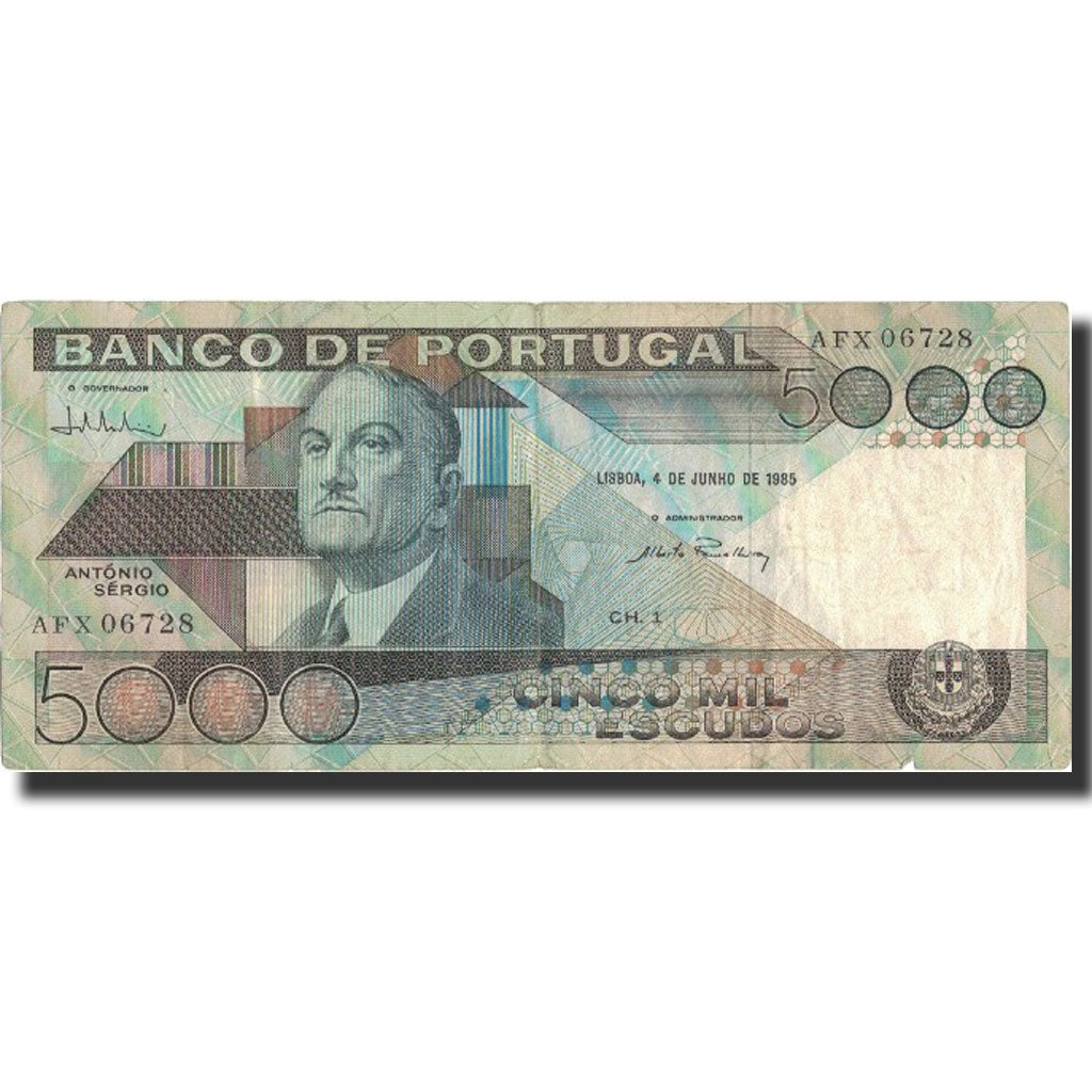 Geldschein, Portugal, 5000 Escudos, 1985, 1985-06-04, KM:182c, S+