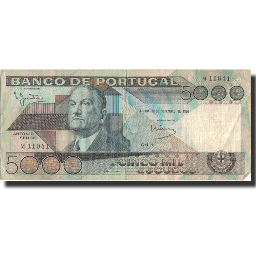 Geldschein, Portugal, 5000 Escudos, 1985, 1985-06-04, KM:182a, S
