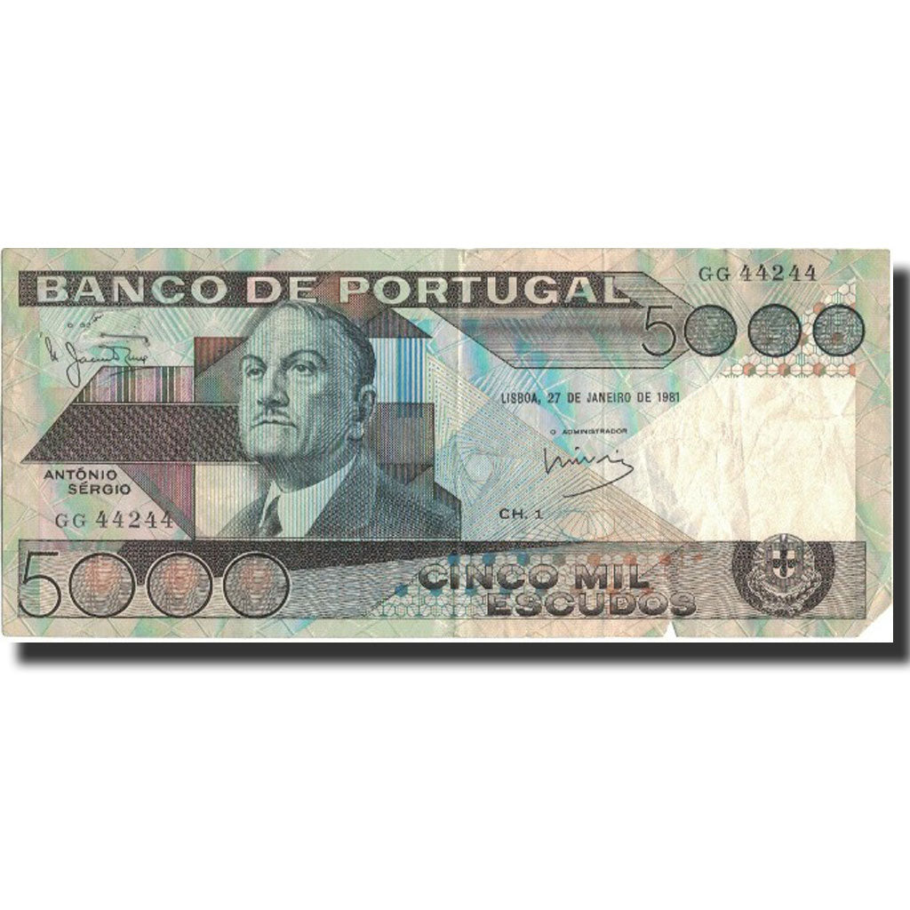 Geldschein, Portugal, 5000 Escudos, 1981, 1981-01-27, KM:182b, S