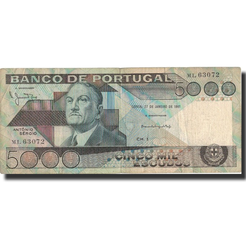 Geldschein, Portugal, 5000 Escudos, 1981, 1981-01-27, KM:182b, SS
