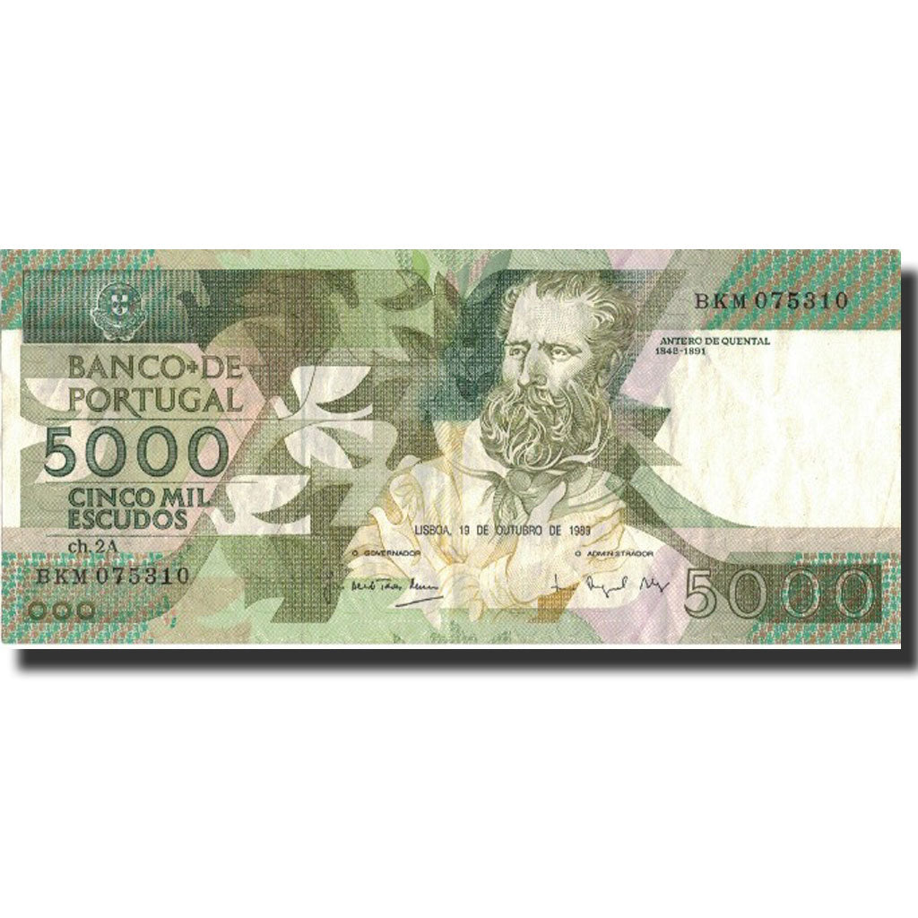 Billete, 5000 Escudos, 1989, Portugal, 1989-10-19, KM:184c, MBC