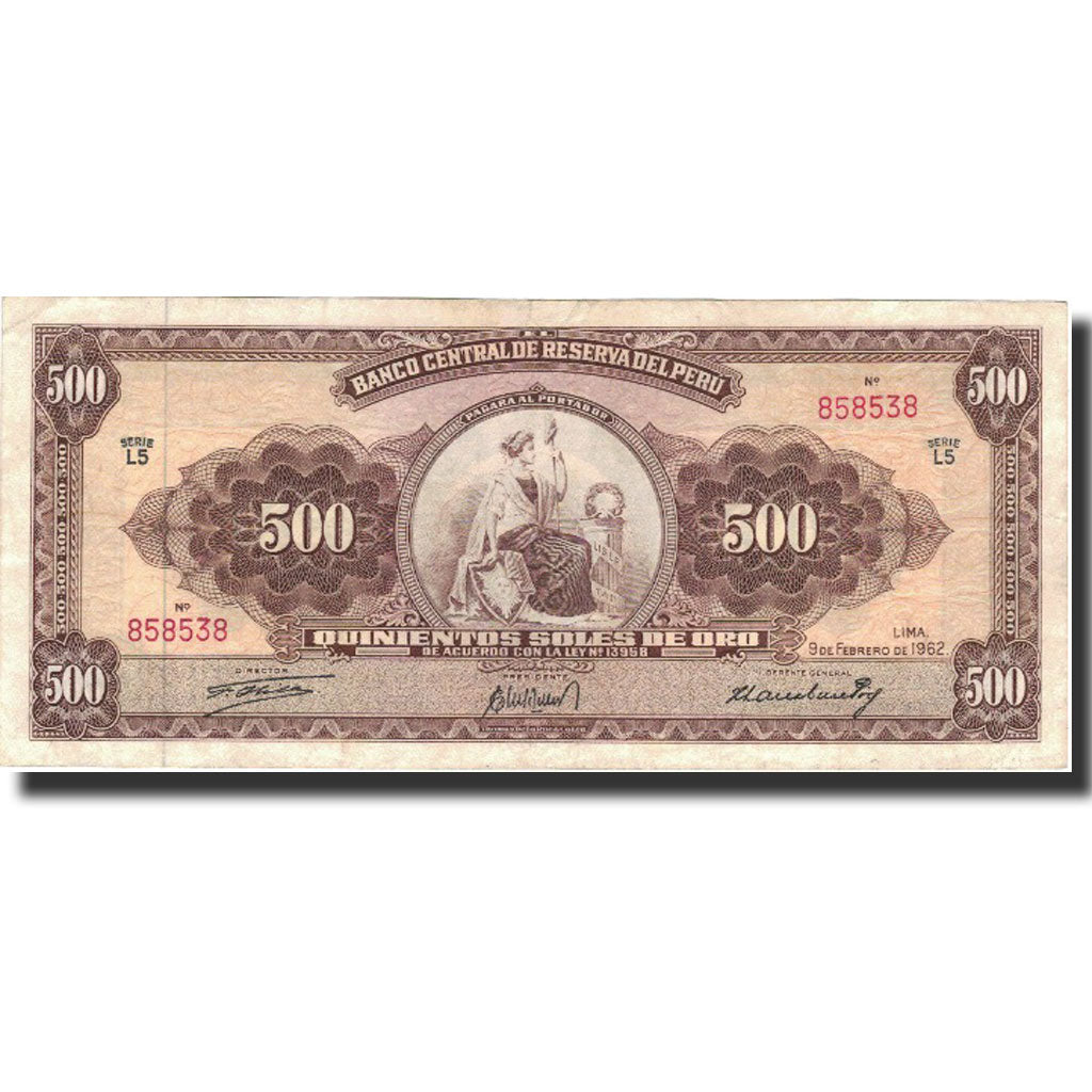 Banknote, Peru, 500 Soles De Oro, 1962, 1962-02-09, KM:87a, AU(50-53)