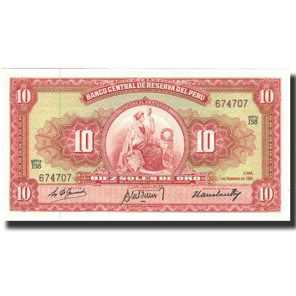 Banknote, Peru, 10 Soles, 1958, 1958-08-21, KM:82, UNC(65-70)