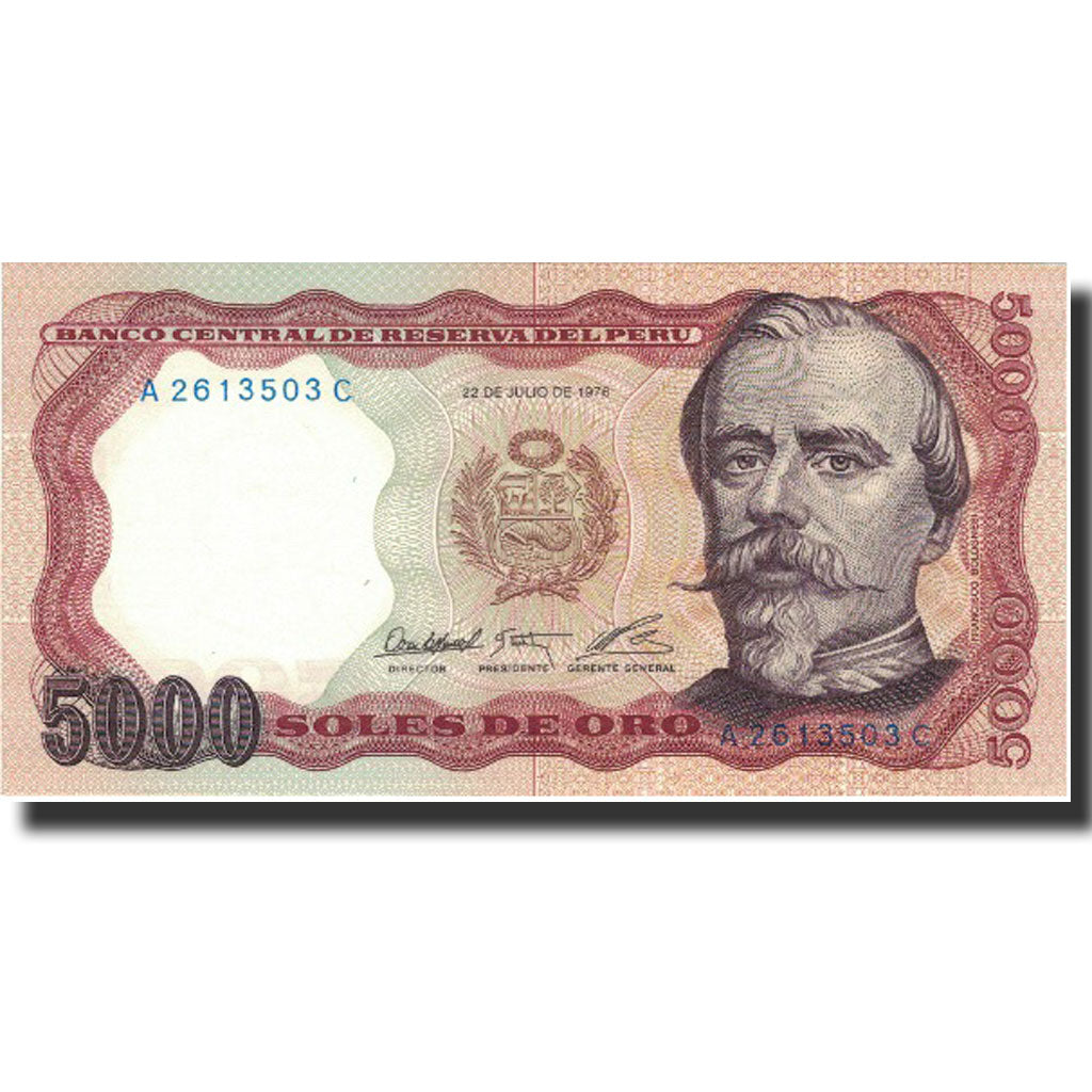 Banknote, Peru, 5000 Soles De Oro, 1976, 1976-07-22, KM:117a, UNC(65-70)