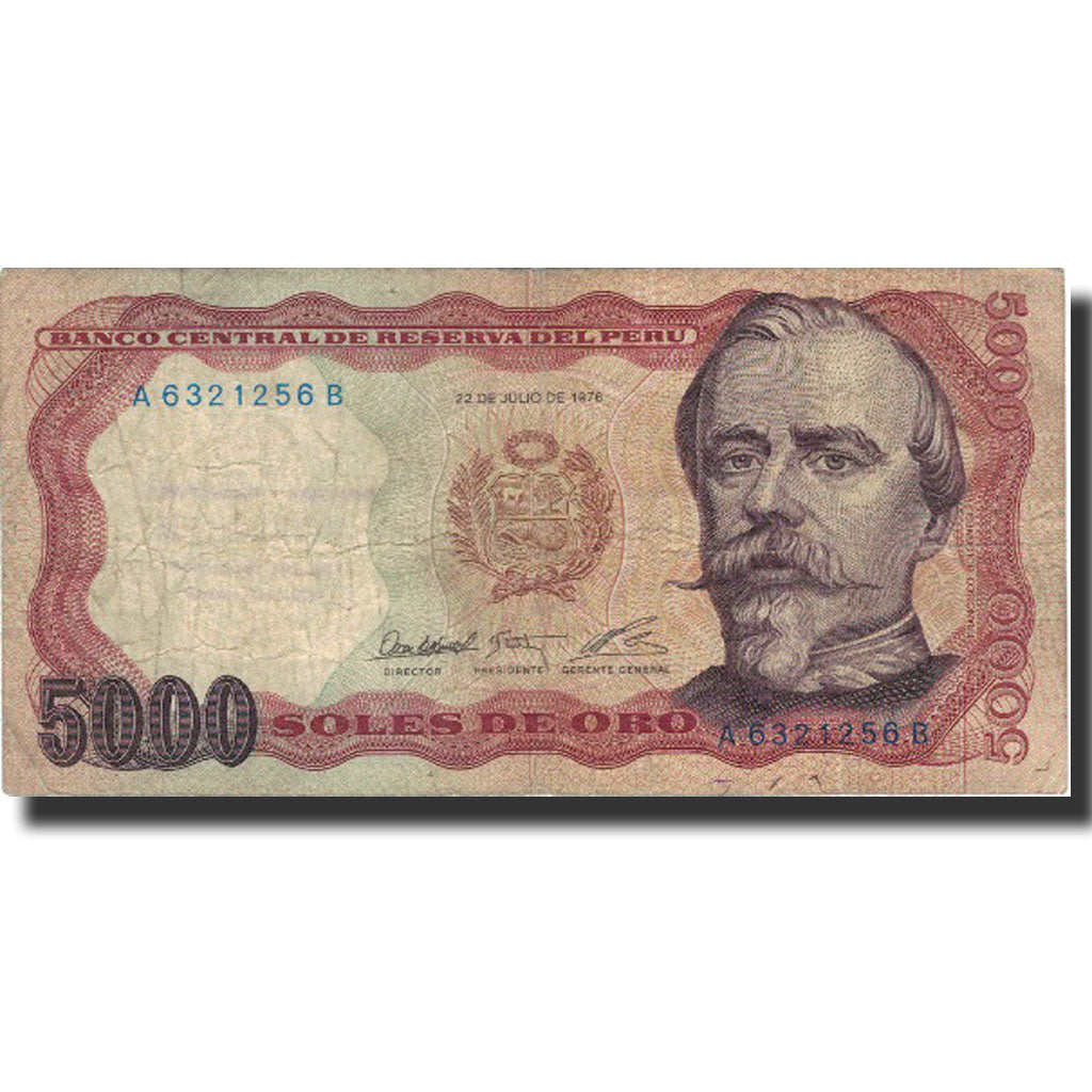 Banknote, Peru, 5000 Soles De Oro, 1976, 1976-07-22, KM:117a, VF(30-35)
