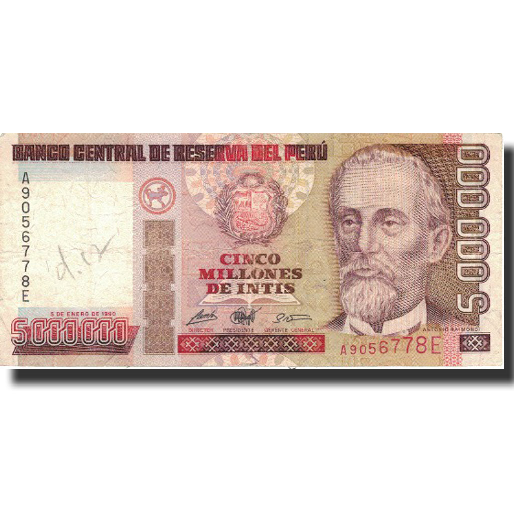 Banknote, Peru, 5,000,000 Intis, 1990, 1990-01-05, KM:149, AU(50-53)