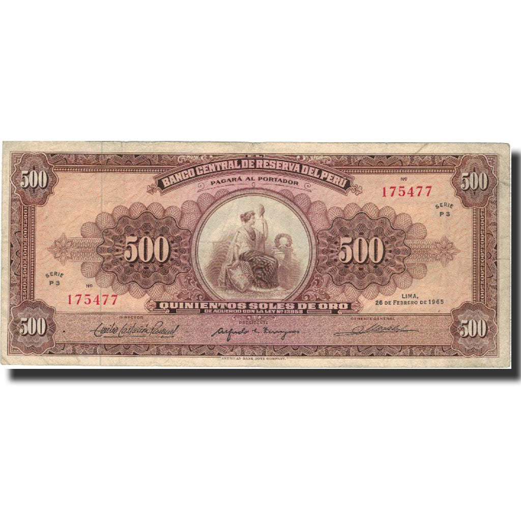 Billete, 500 Soles De Oro, 1965, Perú, 1965-02-26, KM:91, MBC