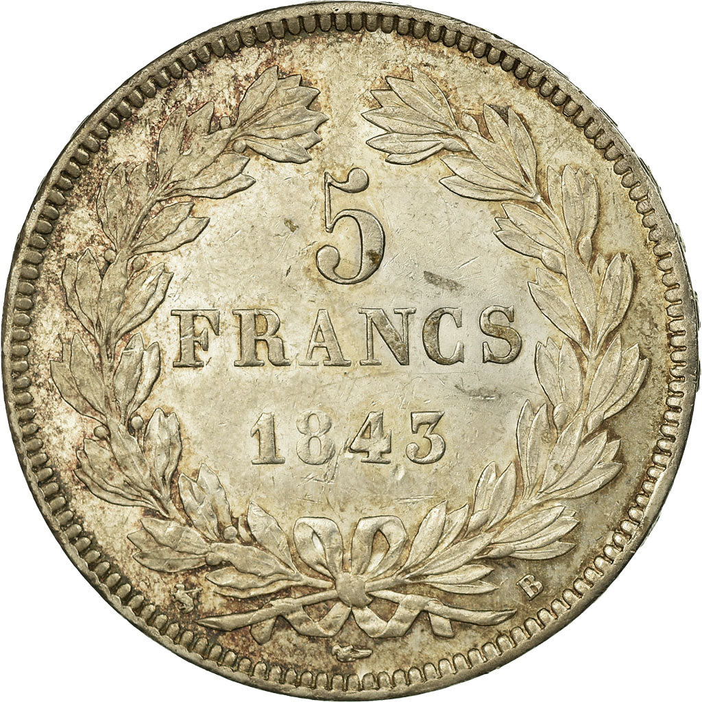 Coin, France, Louis-Philippe, 5 Francs, 1843, Rouen, MS(60-62), Silver