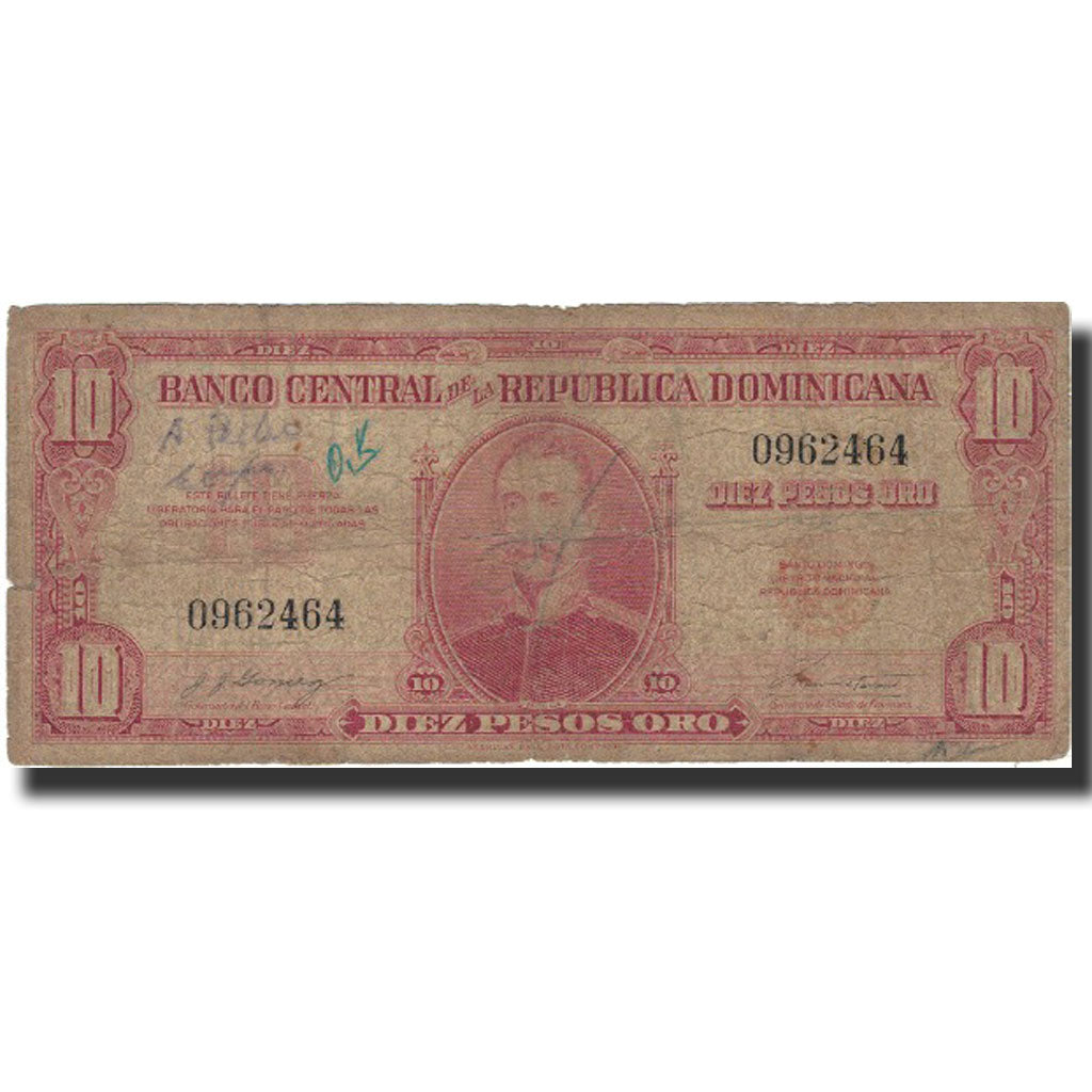Billete, 10 Pesos Oro, undated (1947-51), República Dominicana, KM:62a, BC