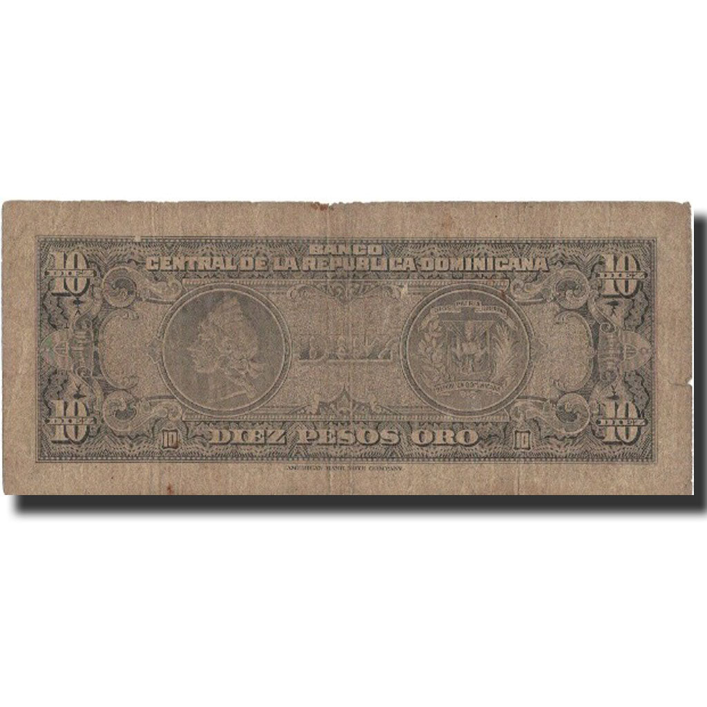 Billete, 10 Pesos Oro, undated (1947-51), República Dominicana, KM:62a, BC