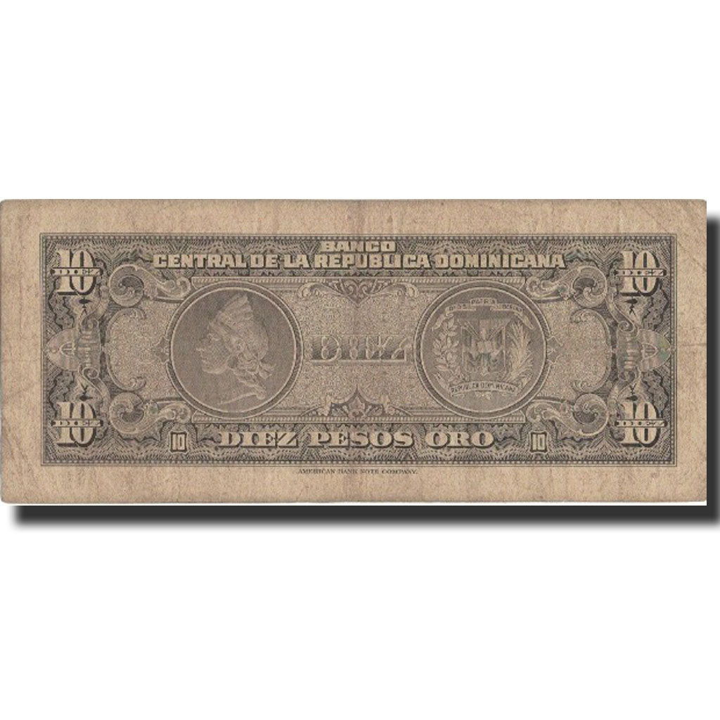 Billete, 10 Pesos Oro, undated (1947-51), República Dominicana, KM:62a, BC+