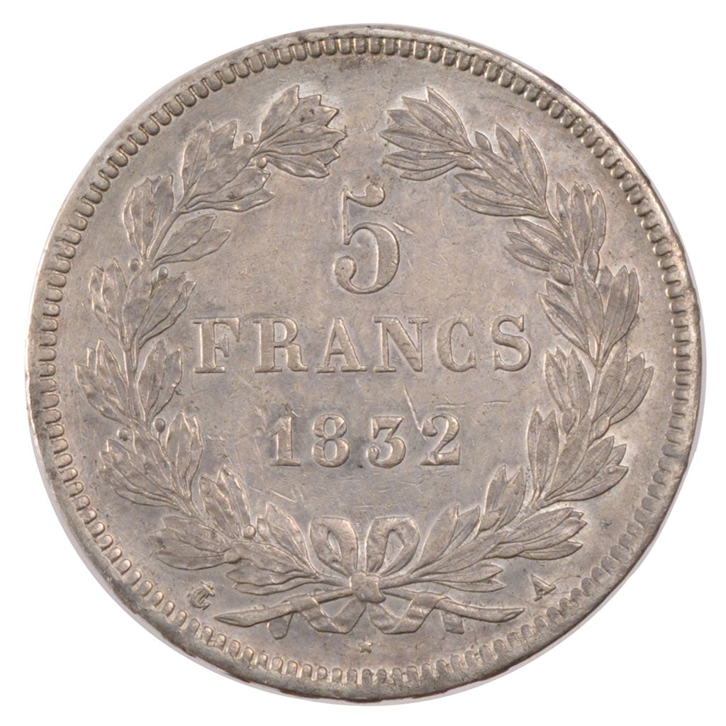 FRANCE, Louis-Philippe, 5 Francs, 1832, Paris, KM #749.1, AU(50-53), Silver,...