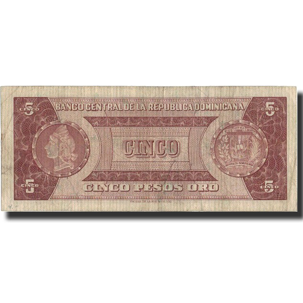 Banknote, Dominican Republic, 5 Pesos Oro, undated (1964-74), KM:100a, EF(40-45)