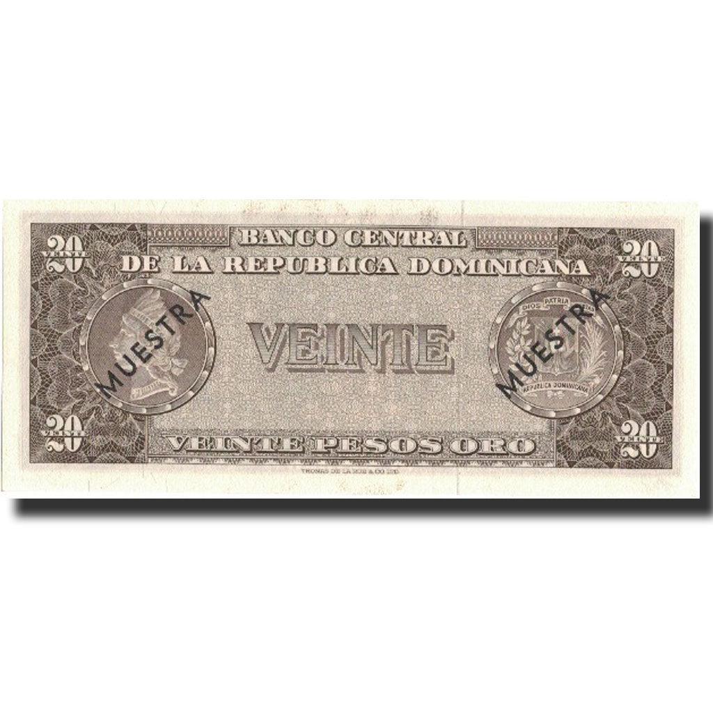 Banknote, Dominican Republic, 20 Pesos Oro, undated (1964-74), Specimen