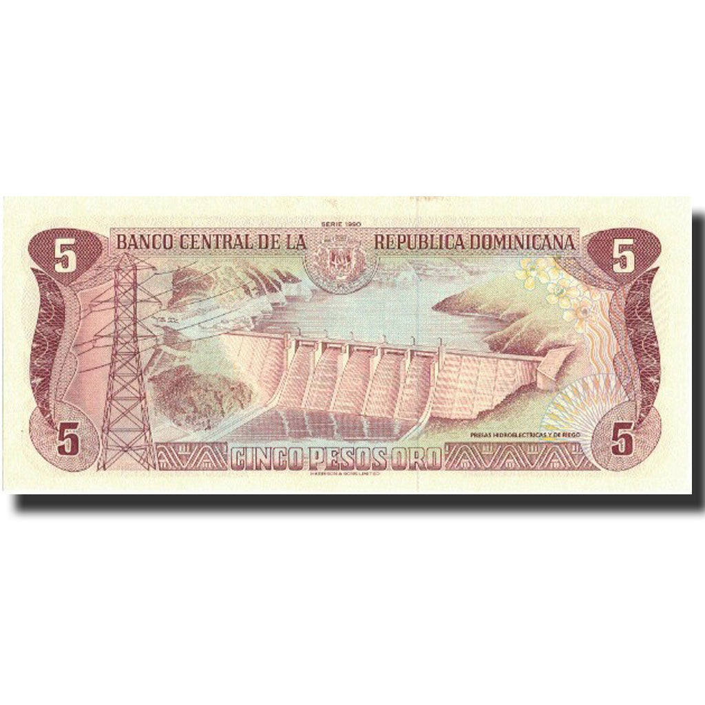 Banknote, Dominican Republic, 5 Pesos Oro, 1990, 1990, KM:131, UNC(65-70)