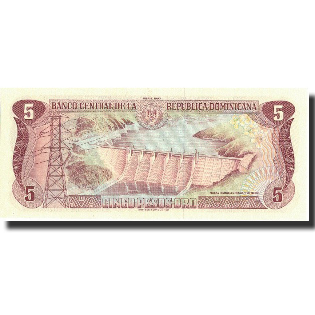 Banknote, Dominican Republic, 5 Pesos Oro, 1990, 1990, KM:131, UNC(65-70)