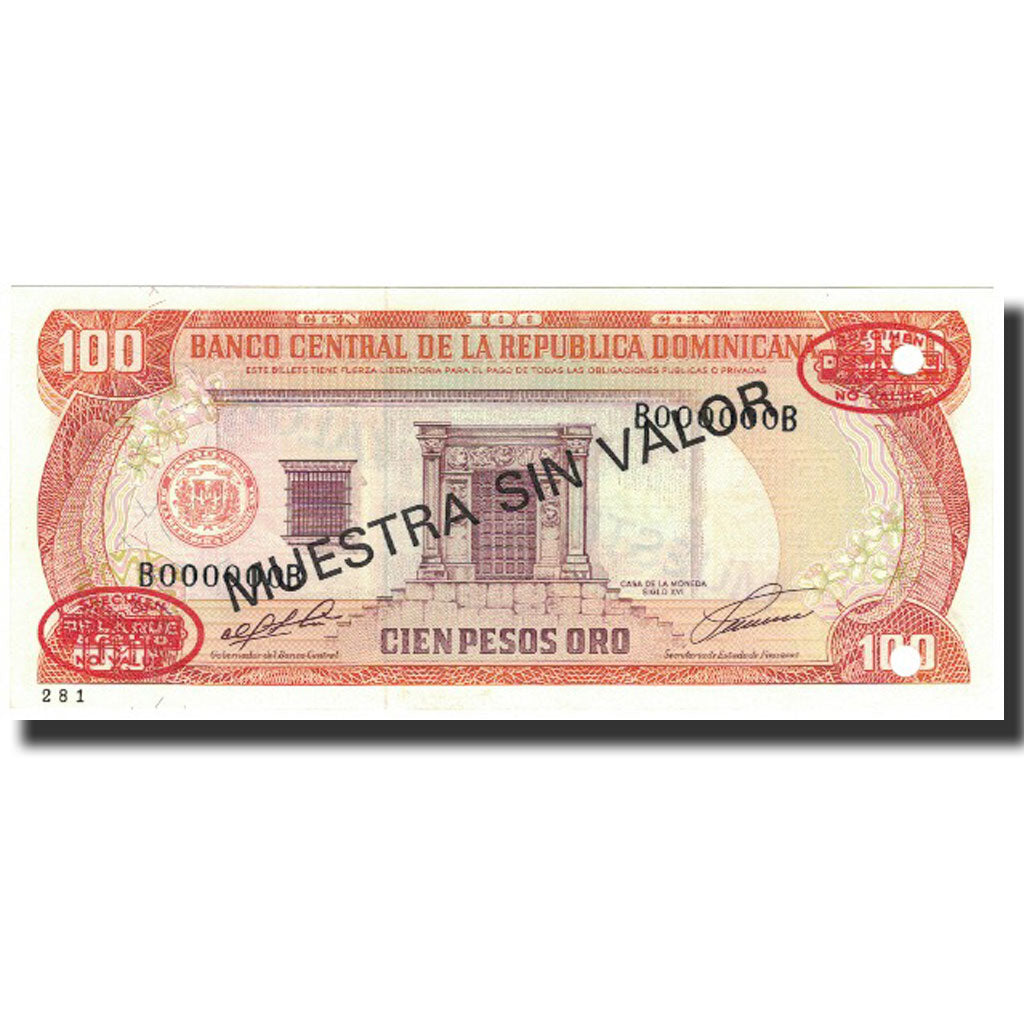 Banknote, Dominican Republic, 100 Pesos Oro, 1991, 1991, Specimen, KM:136s1