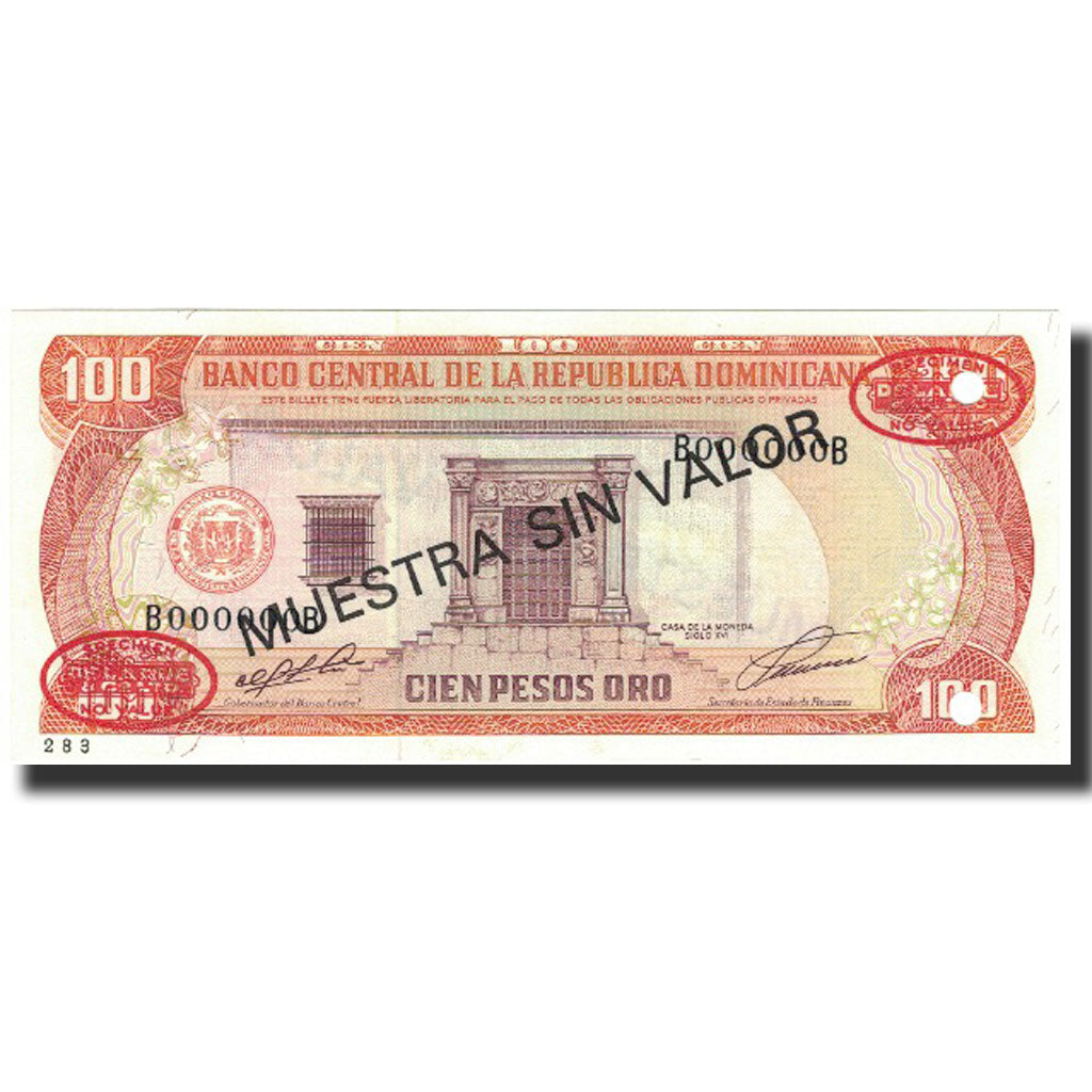 Banknote, Dominican Republic, 100 Pesos Oro, 1991, 1991, Specimen, KM:136s1