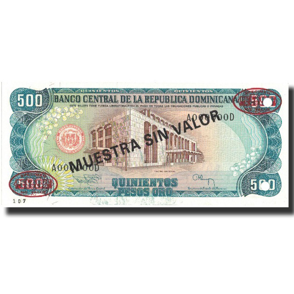 Billet, Dominican Republic, 500 Pesos Oro, 1994, 1994, Specimen, KM:137s2, NEUF
