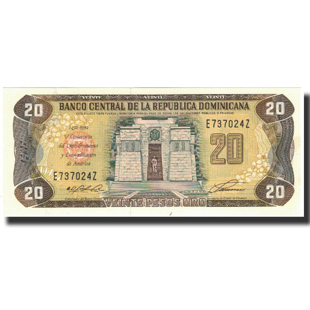 Banknote, Dominican Republic, 20 Pesos Oro, 1992, 1992, KM:139a, UNC(65-70)