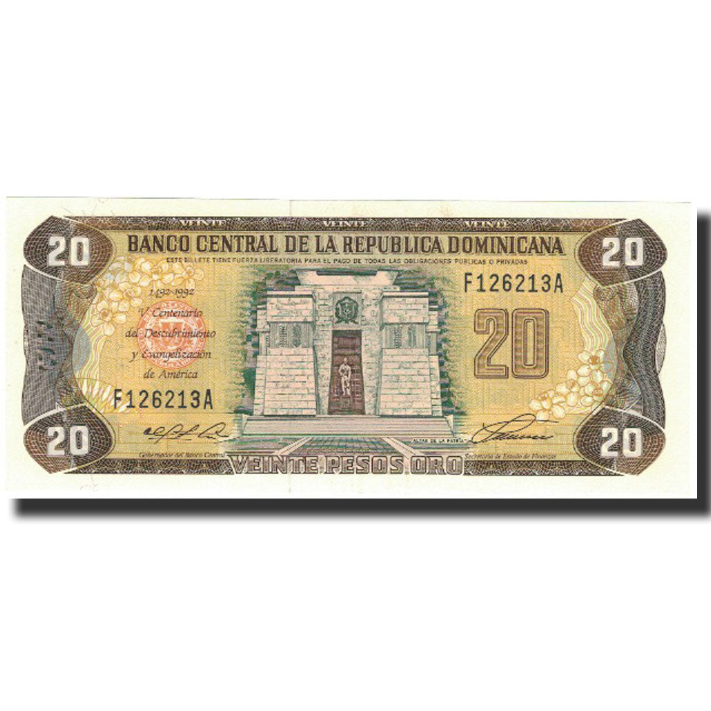 Billete, 20 Pesos Oro, 1992, República Dominicana, 1992, KM:139a, UNC