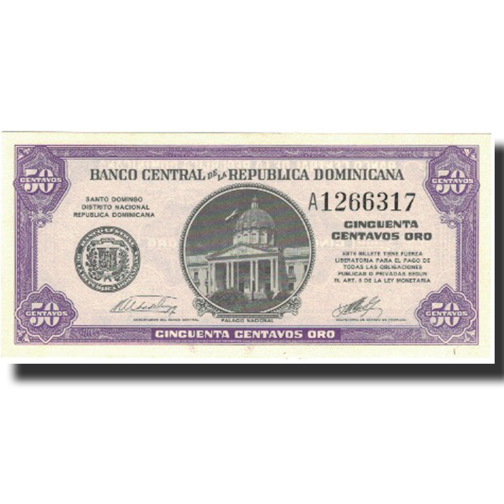 Banknote, Dominican Republic, 50 Centavos Oro, Undated (1961), KM:89a