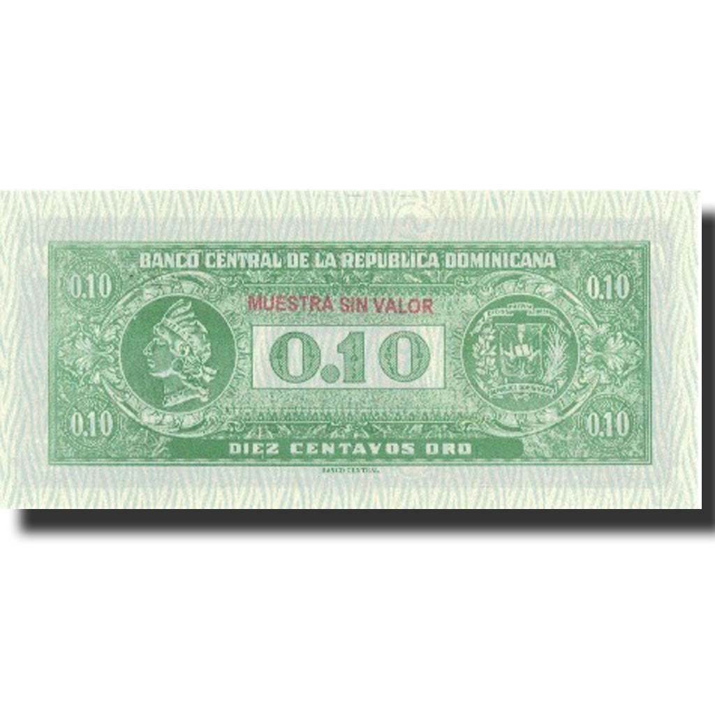 Banknote, Dominican Republic, 10 Centavos Oro, Undated (1961), Specimen, KM:86s
