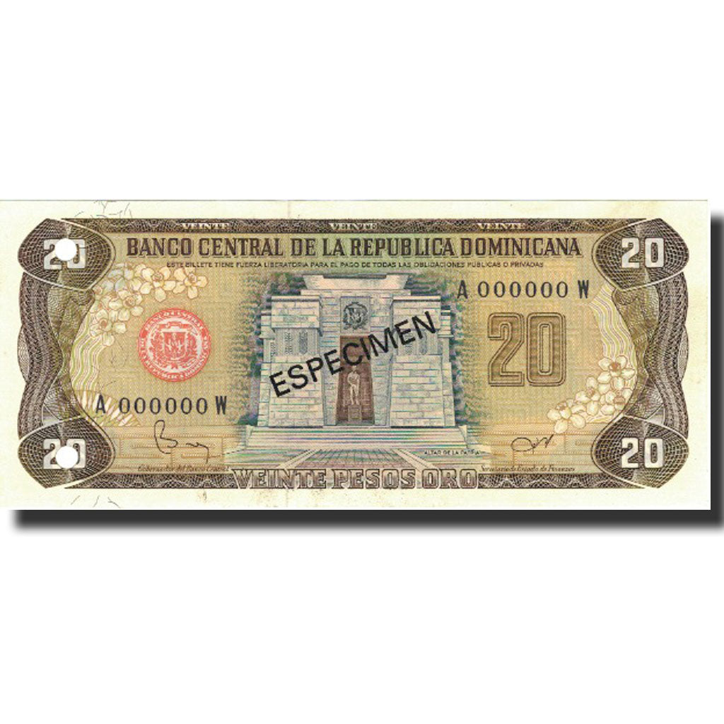 Billete, 20 Pesos Oro, 1982, República Dominicana, 1982, Specimen, KM:120s1