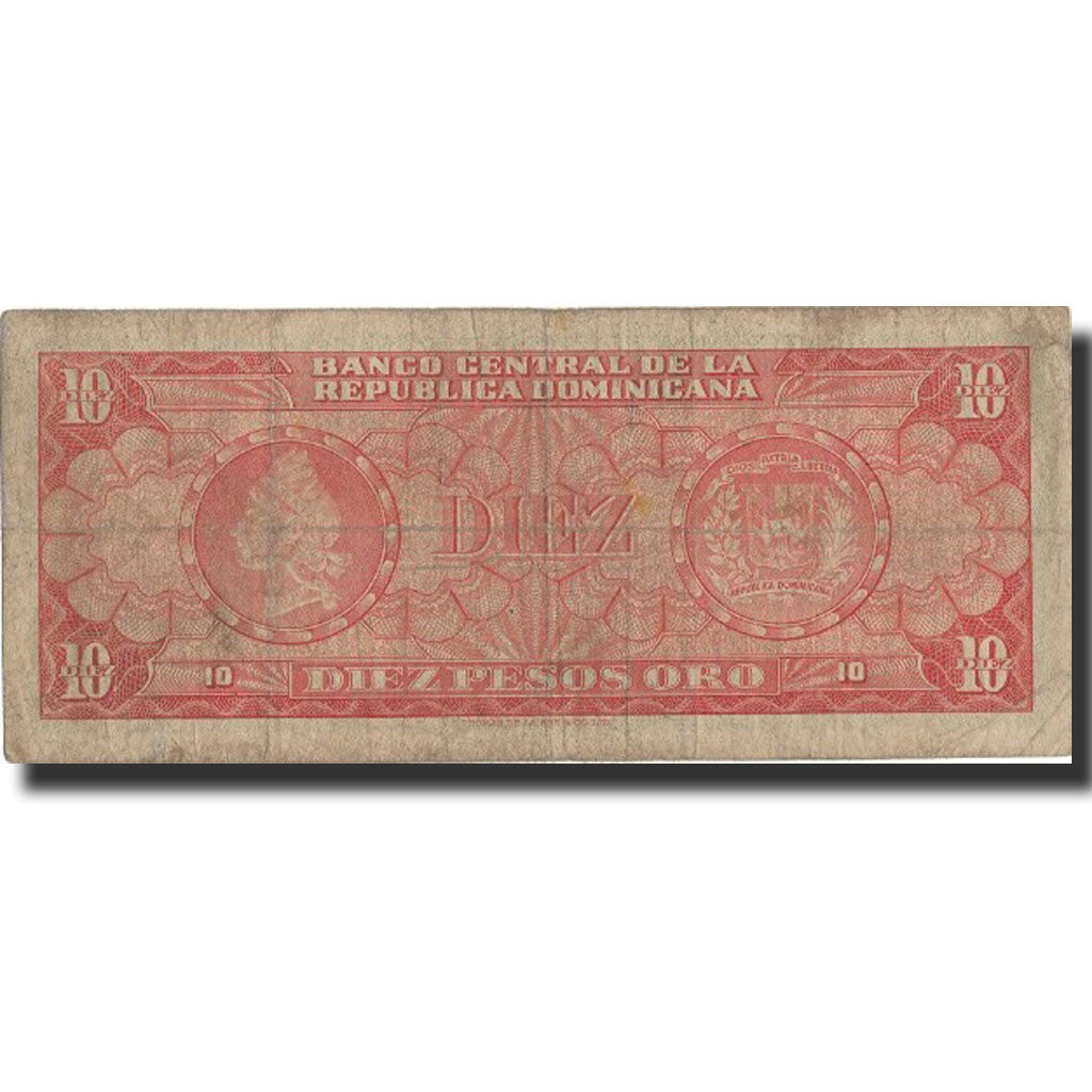 Banknote, Dominican Republic, 10 Pesos Oro, Undated (1962), KM:82, AU(50-53)