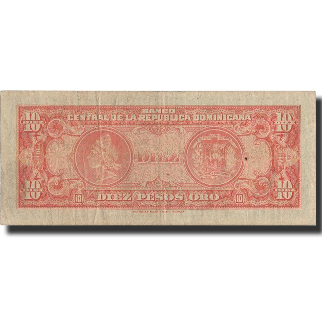 Banknote, Dominican Republic, 10 Pesos Oro, Undated (1962), KM:73a, AU(50-53)