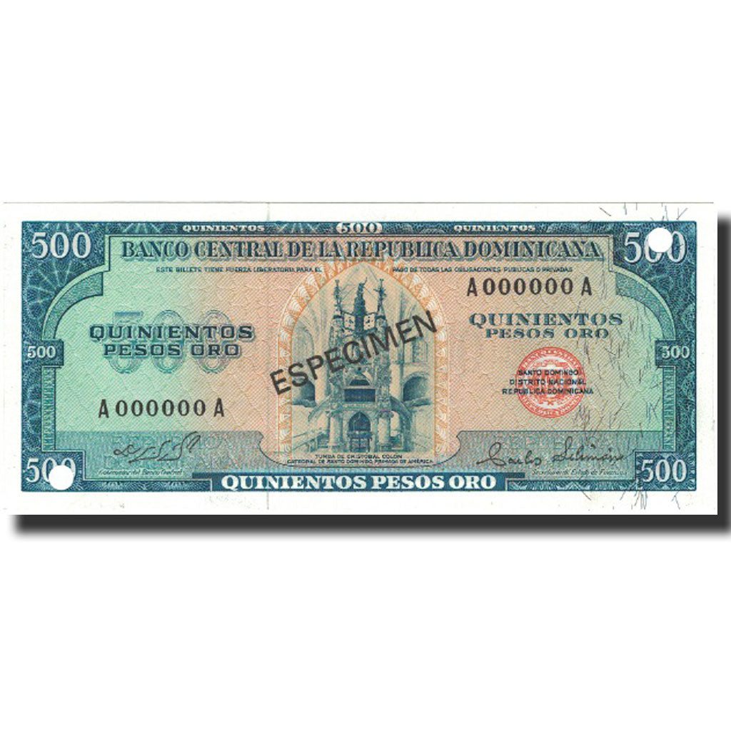 Banknote, Dominican Republic, 500 Pesos Oro, 1975, 1975, Specimen, KM:114s