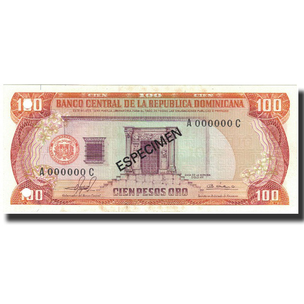 Banknote, Dominican Republic, 100 Pesos Oro, 1981, 1981, Specimen, KM:122s1