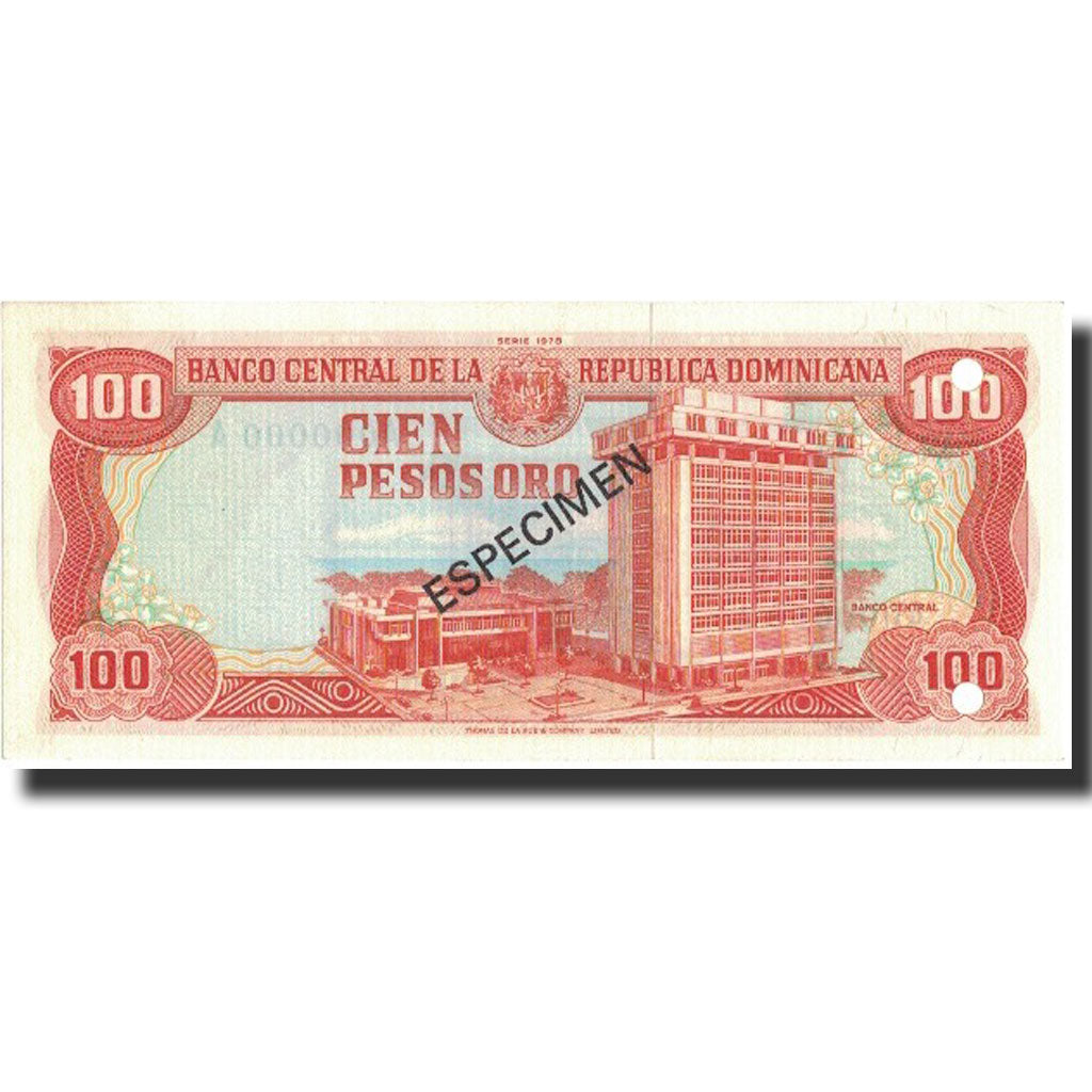 Banknote, Dominican Republic, 100 Pesos Oro, 1978, 1978, Specimen, KM:122s1