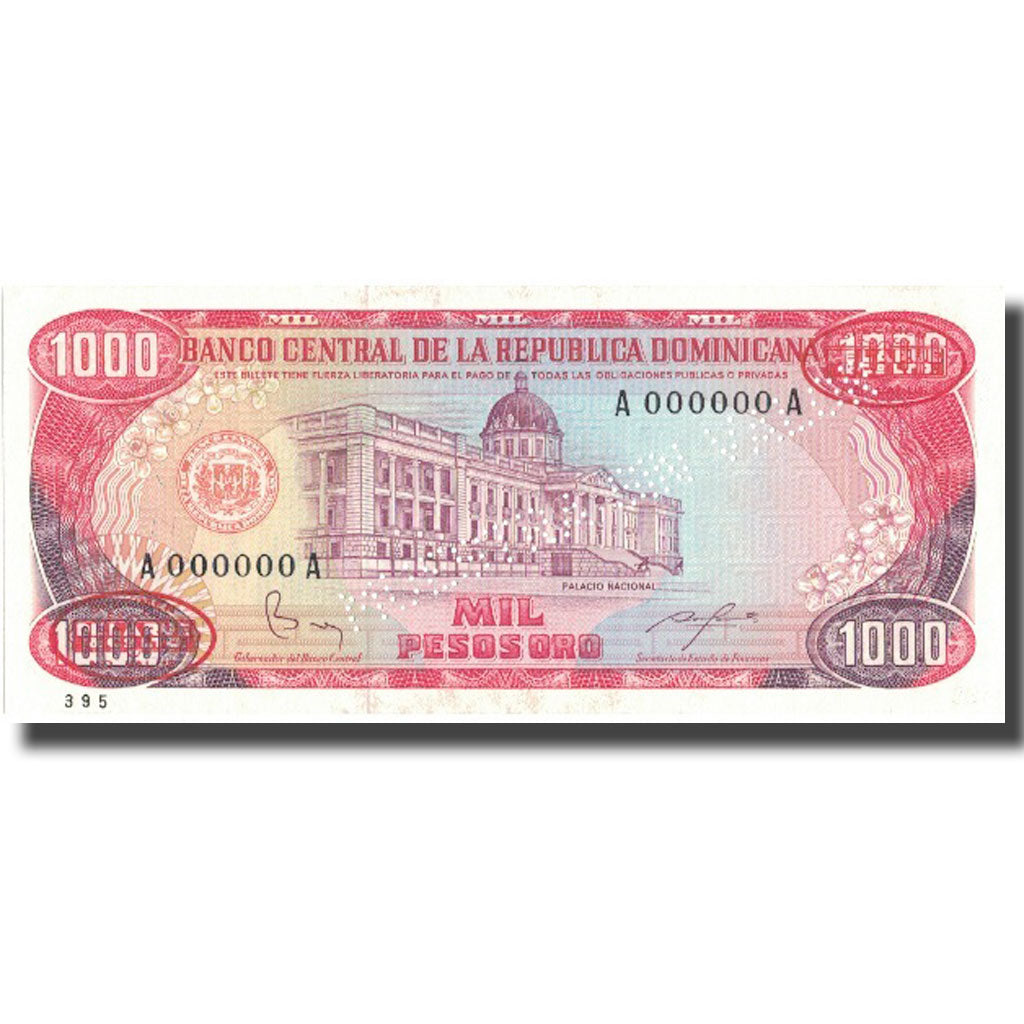 Banknote, Dominican Republic, 1000 Pesos Oro, 1984, 1984, KM:124s3, UNC(65-70)