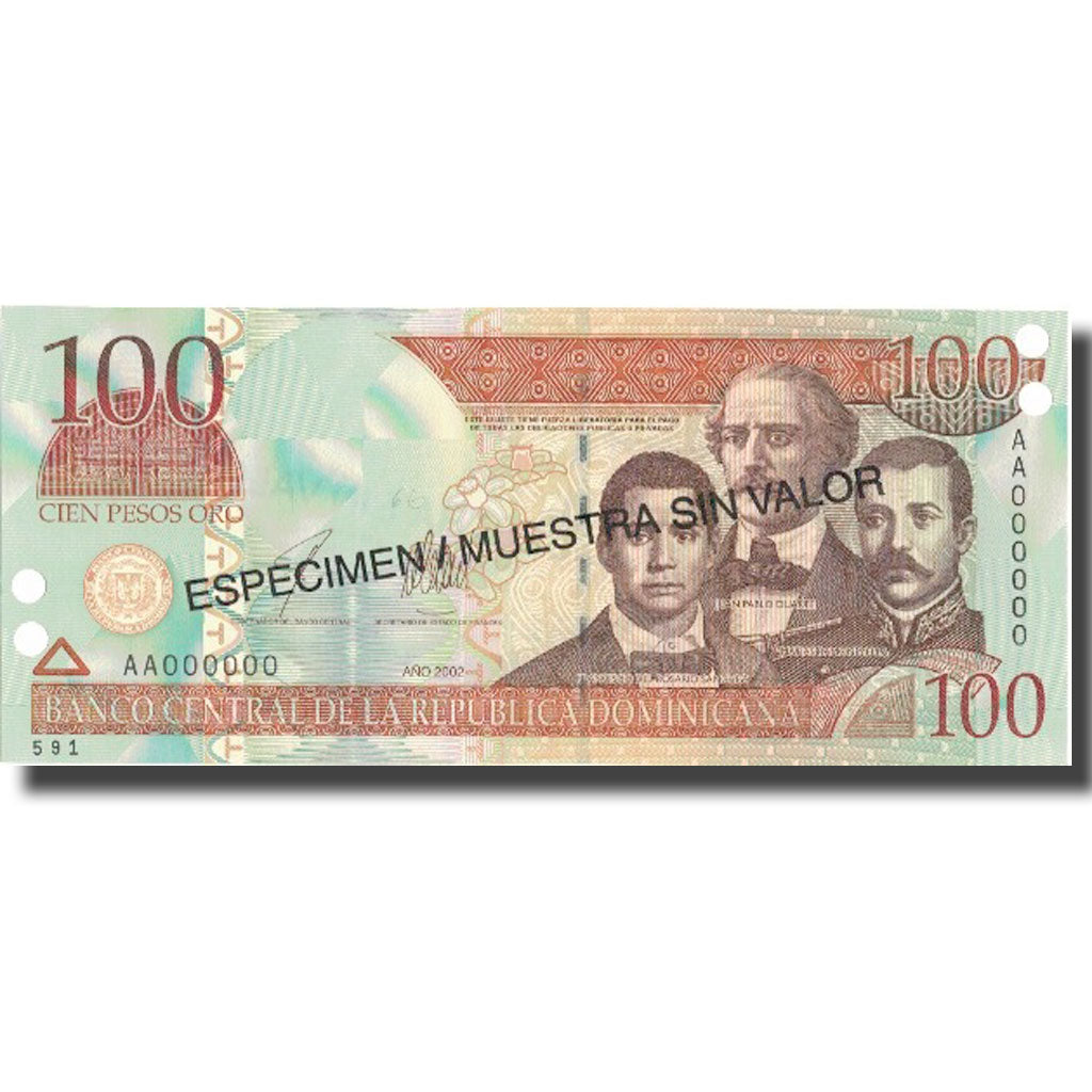 Billete, 100 Pesos Oro, 2002, República Dominicana, 2002, Specimen, KM:171s2