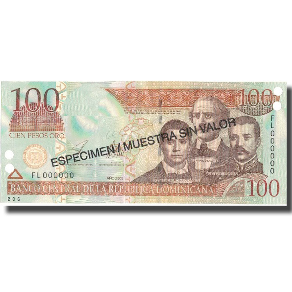 Billete, 100 Pesos Oro, 2003, República Dominicana, 2003, Specimen, KM:171s3