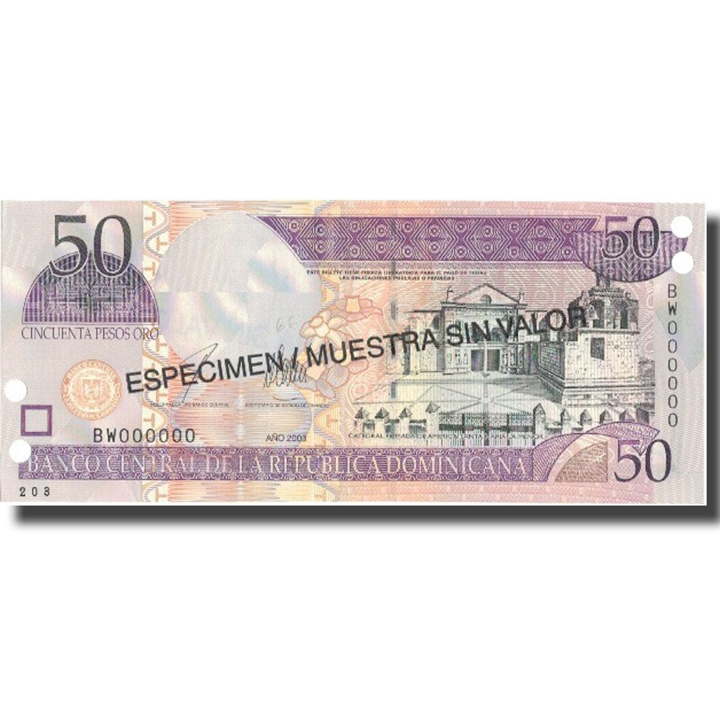 Banknote, Dominican Republic, 50 Pesos Oro, 2003, 2003, Specimen, KM:170s3