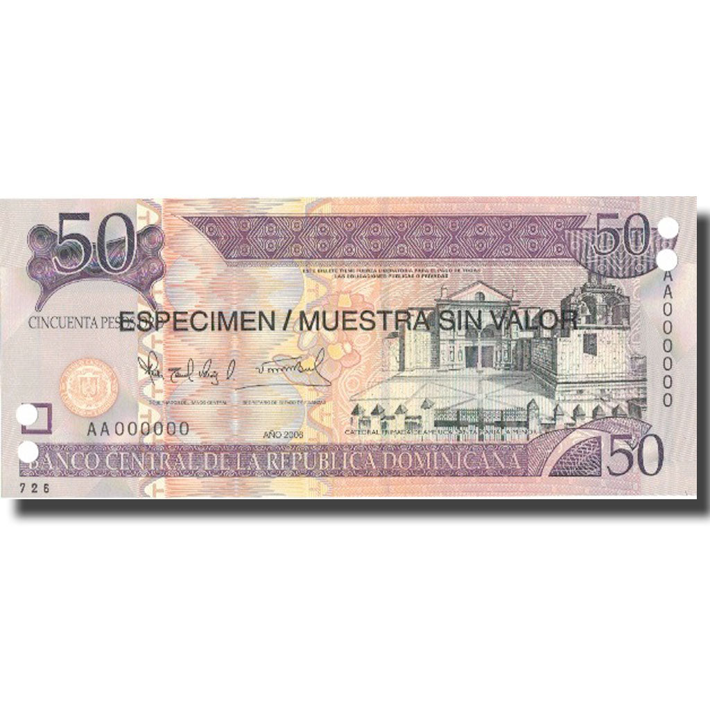 Geldschein, Dominican Republic, 50 Pesos Oro, 2006, 2006, Specimen, KM:176a, UNZ