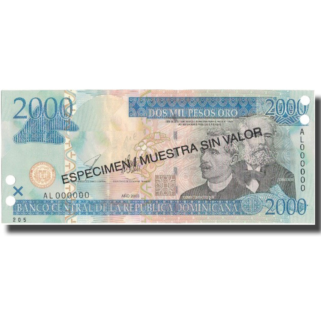 Billete, 2000 Pesos Oro, 2003, República Dominicana, 2003, KM:174s2, UNC