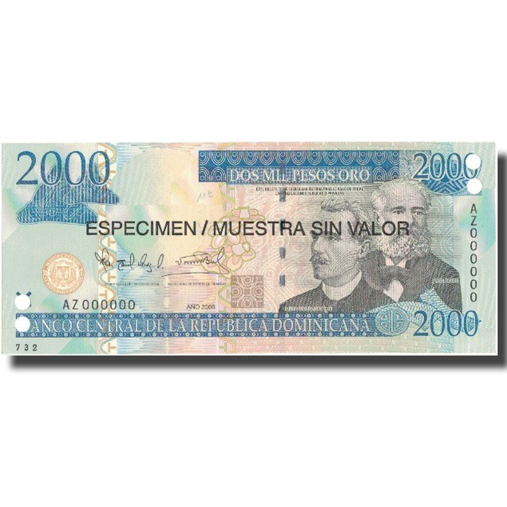 Billete, 2000 Pesos Oro, 2006, República Dominicana, 2006, Specimen, KM:181s1