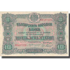 Banconote, Bulgaria, 10 Leva Zlatni, 1917, 1917, KM:22b, BB+