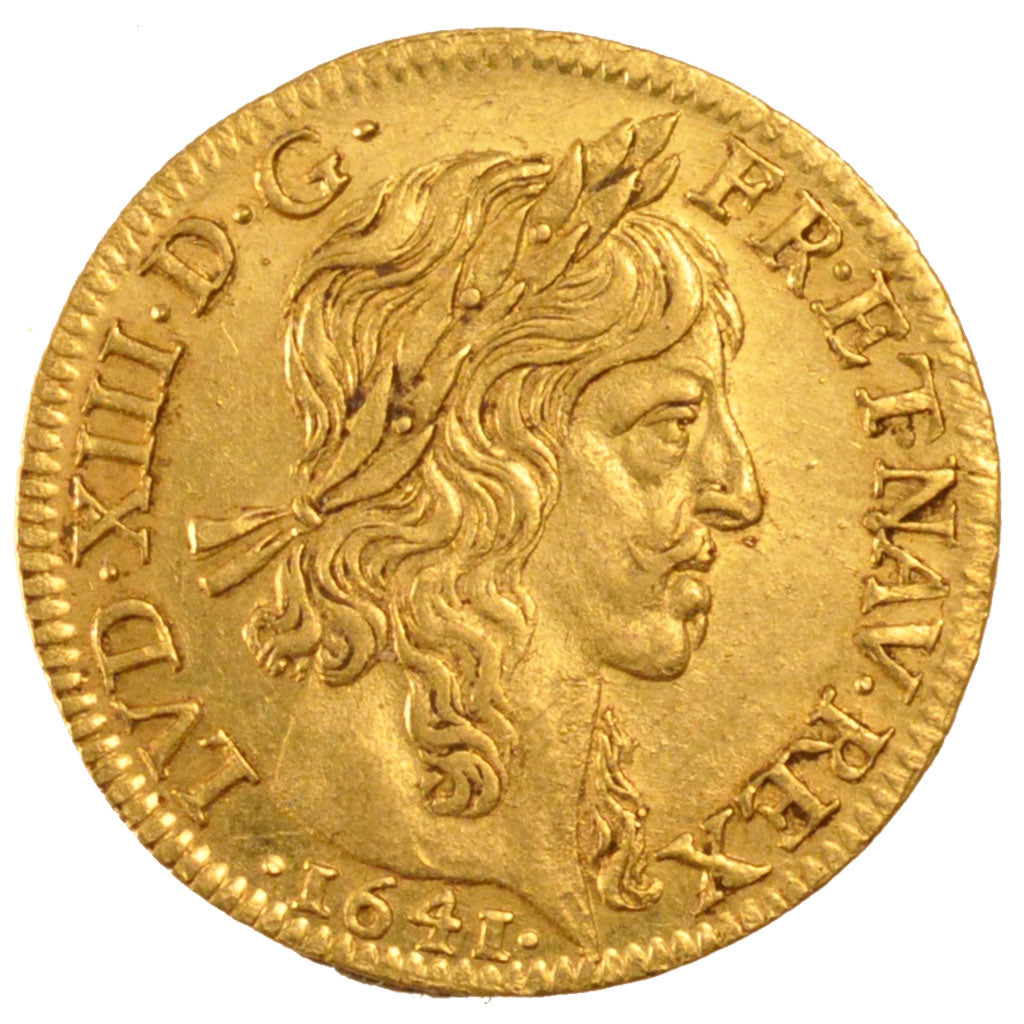 FRANCE, Louis d'or, Louis D'or, 1641, Paris, KM #104, AU(55-58), Gold, Gadoury..