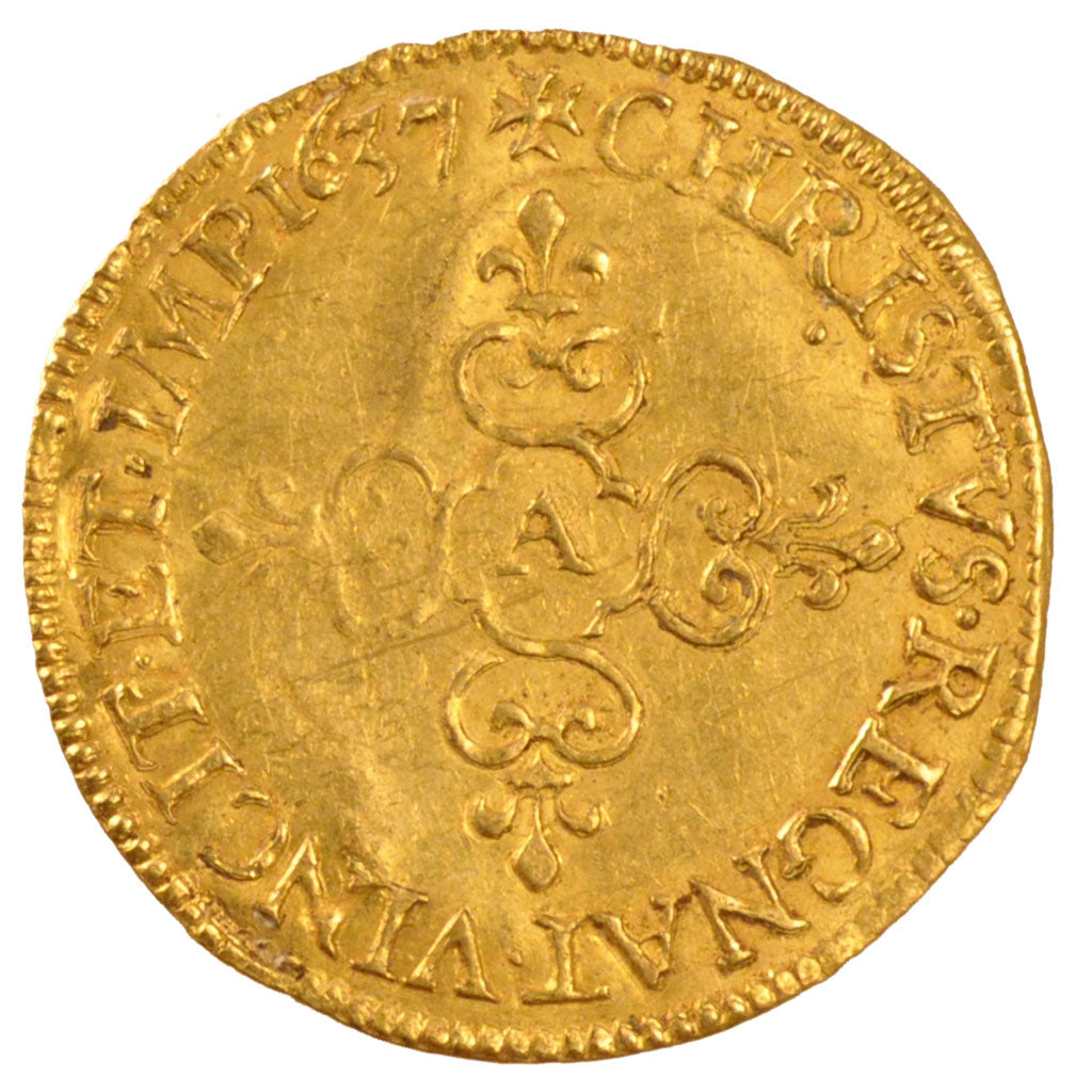 Moneda, Francia, Louis XIII, Écu d'or, Ecu d'or, 1637, Paris, MBC+, Oro