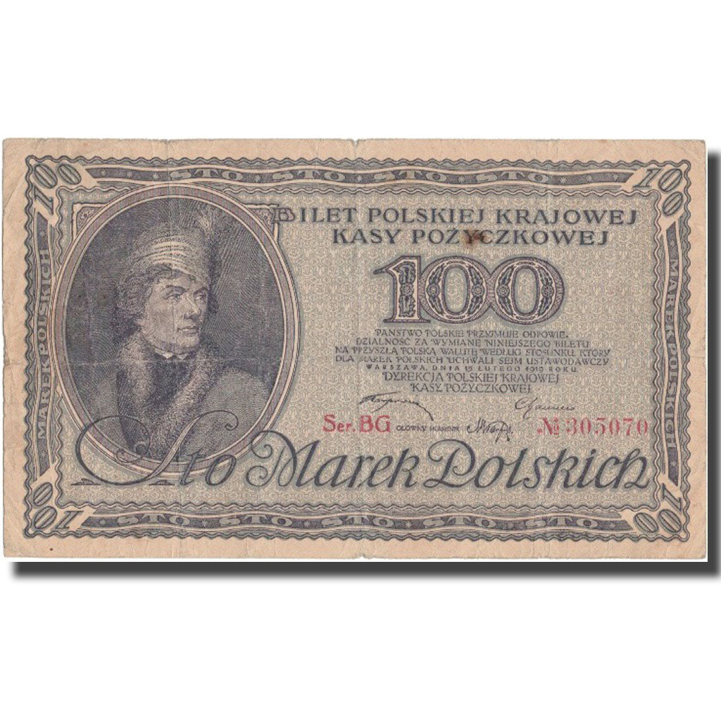 Banknote, Poland, 100 Marek, 1919, 1919-02-15, KM:17a, VF(30-35)